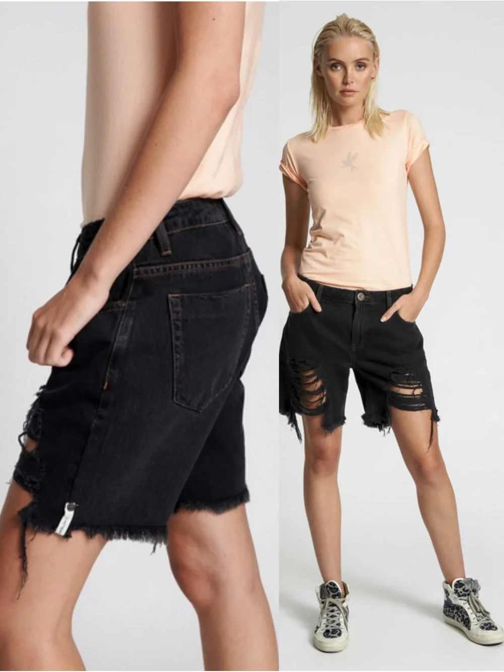 FREE PEOPLE ONE TEASPOON Low Rise Long Length Festival Boyfriend Denim Shorts 24